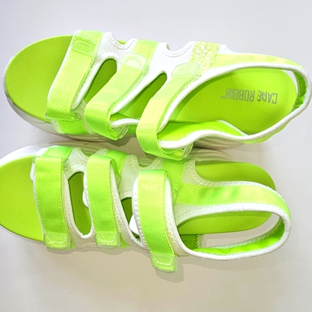 Cape Robbin neon lime/white platform sandals